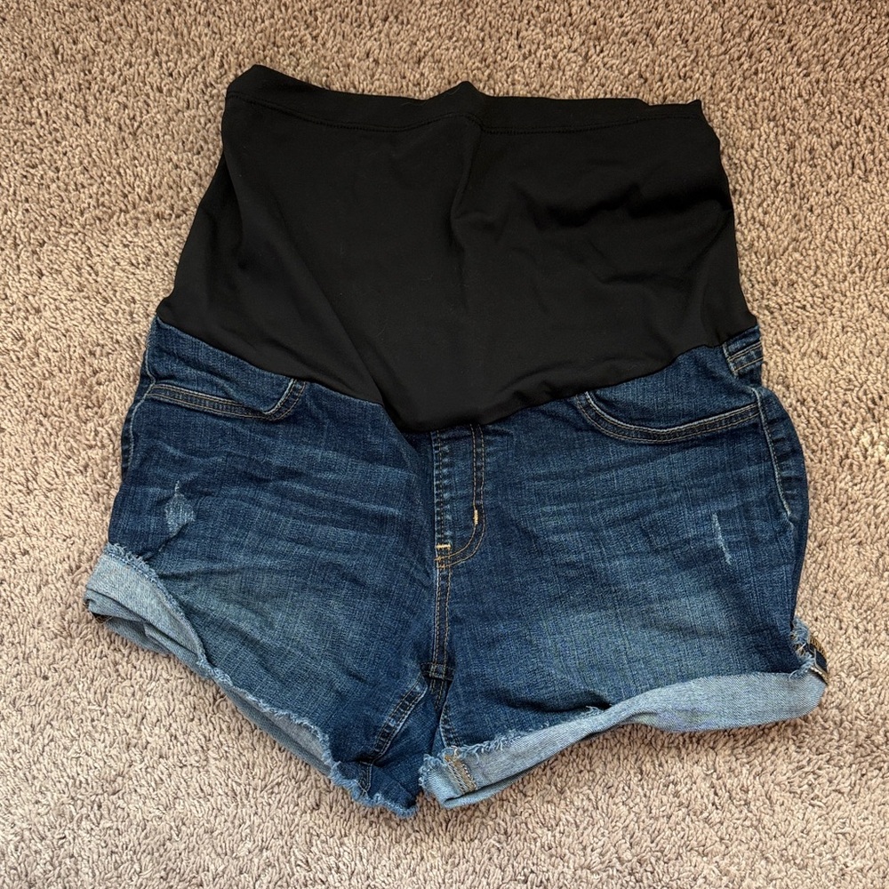 Just Black High Waist Denim Shorts - Black and Blue